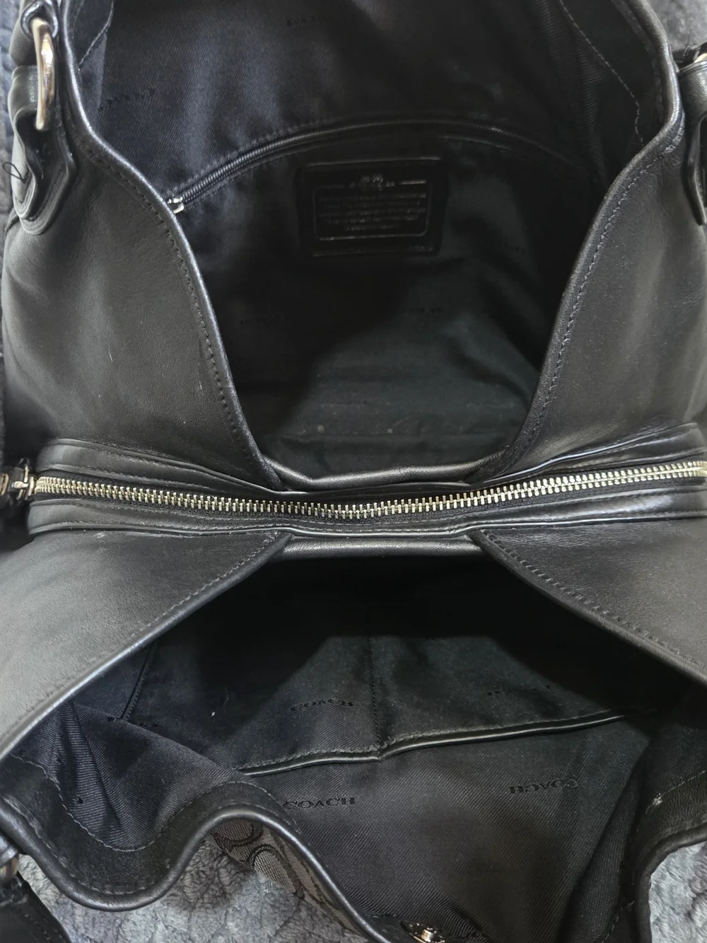 VTG Coach Edie 31 Signature Jacquard Shoulder Bag & Matching Wallet Smoke Black